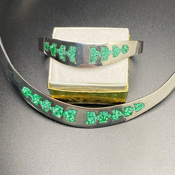 Rare Vintage Mexican Sterling Silver TAXCO Collar Necklace and Cuff Matching Set - Picture 7 of 15